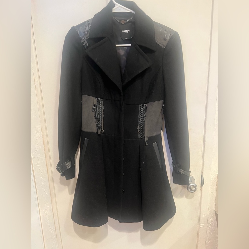 Bebe wool fit & flare dress coat XS